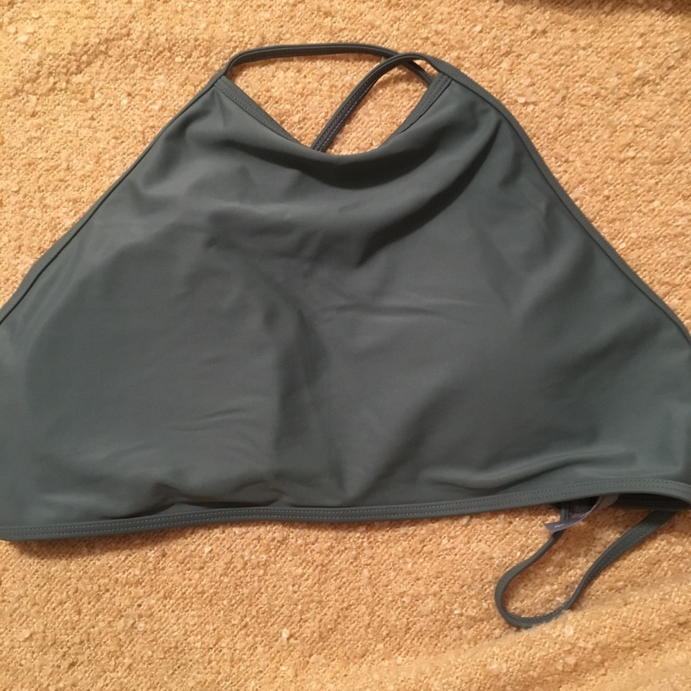 American Eagle Green Crop Swim Top